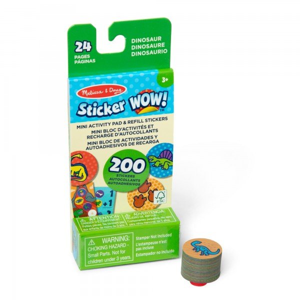 01 Melissa & Doug Sticker WOW! Dinosaur - Mini Activity Pad & Refill Stickers (200+ Stickers, Stamper Not Included)